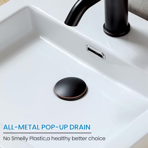 Bathroom Sink Drain with Overflow, Pop Up Drain for Bathroom Sink with Anti-Clogging Hair Catcher Basket,Oil Rubbed Bronze - color: Orb