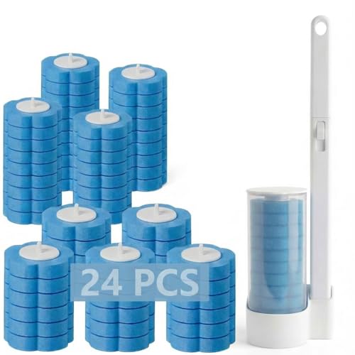 Disposable Toilet Brush for Bathroom Cleaning, Toilet Brush and Holder Set, Deep Cleaning Toilet Bowl Cleaner with Replaceable Heads, Hygienic Storage Design (White -Full Set with 24 Refills) - color: White -Full Set With 24 Refills