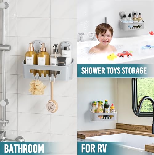 TAILI Shower Caddy Suction Cup, Heavy Duty Bathroom Organizer, Removable Shelves for Inside Shower, Shampoo, Waterproof Suction Plastic Storage for Bathroom Accessories Holder, Gray - style: 1 × Grey