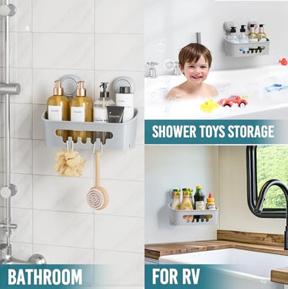 TAILI Shower Caddy Suction Cup, Heavy Duty Bathroom Organizer, Removable Shelves for Inside Shower, Shampoo, Waterproof Suction Plastic Storage for Bathroom Accessories Holder, Gray - style: 1 × Grey