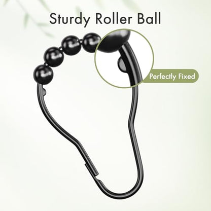 Matte Black Shower Curtain Rings - Set of 12 - Rust-Resistant Metal Shower Hooks for Bathroom Shower Rod - color: Matte Black