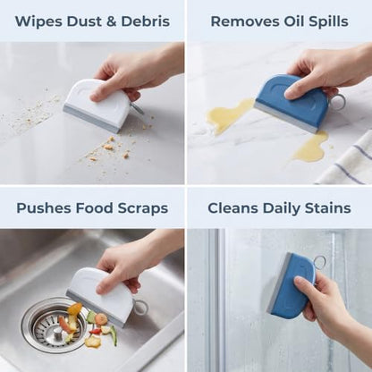 2PCS Mini Squeegee Multi-Functional Shower Mirror Squeegee | 4.09 Inch Streak-Free Silicone Blade for Bathroom Mirror Kitchen Car Rv
