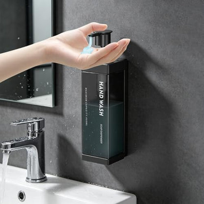 Wall Mounted Lockable Shampoo and Conditioner Dispenser | 17oz Large Pump Head No Drill Refillable ABS Plastic Bottle For Bathroom Shower Commercial Use Black 1 Pack - color: Black, size: 1