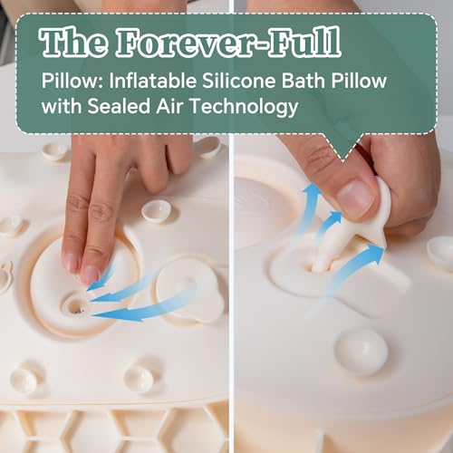 Luxury Silicone Bath Pillow for Tub, New Cloud-Soft 4D Air-Cushion Bathtub Pillow for Head and Neck & Back Support, Strong Suction Cups, Waterproof Quick-Dry Bathtub Headrest (White) - color: White