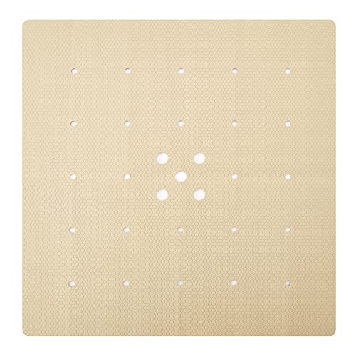 Webos Shower Mat for Textured Surface：Silicone Non Slip Shower Mat Without Suction Cups Foldable - Square Bath Mat for Reglazed Tub Textured Shower Floor (Beige, 21x21) - color: Beige