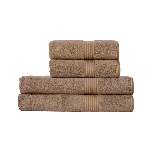 Christy Supreme Hygro 4 Piece Towel Set | Mocha | 100% Luxury Supima Cotton | Ultra Soft | Super Absorbent | 650GSM |2 Bath Sheets 2 Hand Towels - color: Mocha, size: 4 Piece Bath Sheet Set