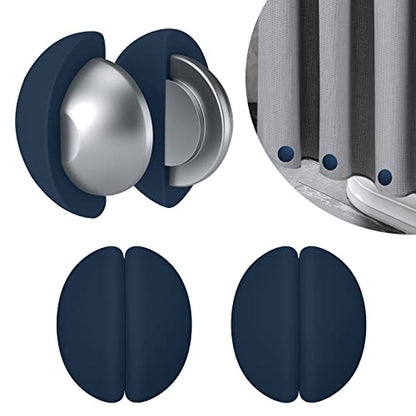 VANZAVANZU 3 Pairs Shower Curtain Weights, Silicone Wrapped Magnets, Heavy Duty Magnets Prevent Curtain Liner from Blowing, Rust-Free, Navy Blue - color: Dark Blue, size: 1.2"W x 1.2"L (Pack of 3)