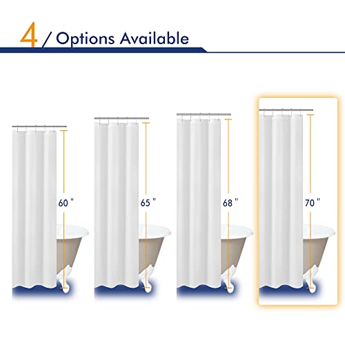 N&Y HOME Fabric Shower Curtain Liner 69 x 70 inches, White | Hotel Quality, Bottom Magnets, Machine Washable, Water Repellent, 69x70 Bathroom Curtain with Grommets - color: White, size: 69"W x 70"L (Pack of 1)