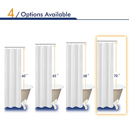 N&Y HOME Fabric Shower Curtain Liner 69 x 70 inches, White | Hotel Quality, Bottom Magnets, Machine Washable, Water Repellent, 69x70 Bathroom Curtain with Grommets - color: White, size: 69"W x 70"L (Pack of 1)