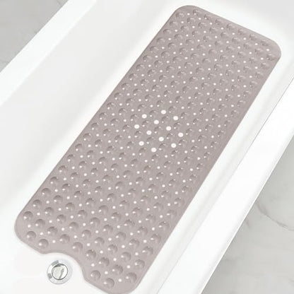 Bathtub and Shower Mats, Extra Long Non-Slip Bath Tub Mat 39 x 16 Inch, Machine Washable Bathmat with Suction Cups & Drain Holes for Bathroom Floor, Tan - color: Tan