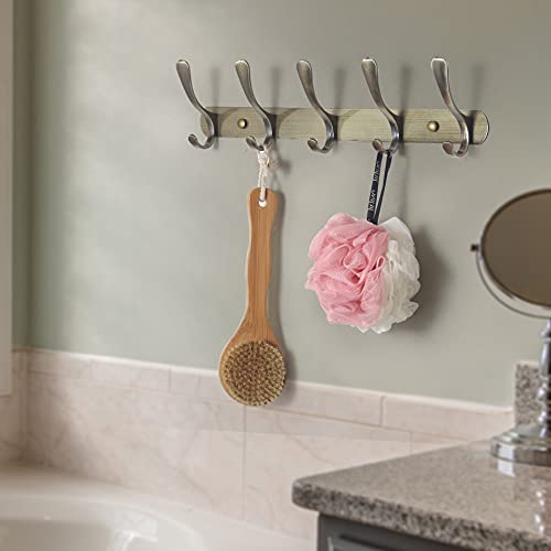 SKOLOO Modern Metal Wall Coat Rack with 5 Hooks, Sturdy Wall Hook Rack for Hanging Jacket, Clothes, Hat, Bronze - color: Bronze