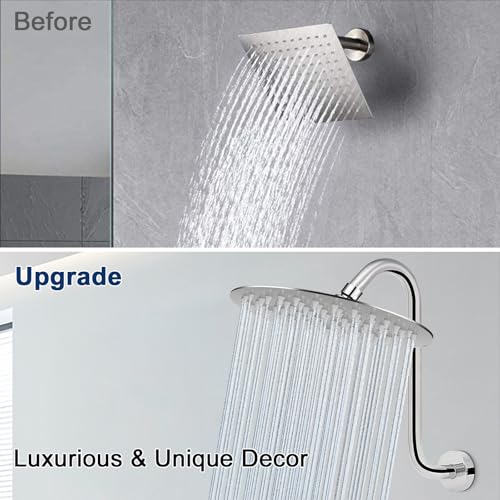 NearMoon S Shaped Shower Head Riser Arm, Shower Extender Arm with Flange, Standard 1/2" Connection- Bathroom Accessory (12 Inch, Chrome) - color: Chrome, style: 12 Inch