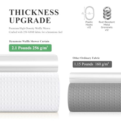 Stall 3 in 1 Waffle Shower Curtain Set with Liner 60x84 White | 60 x 84 inch Long, Waterproof Clear PEVA Liner, 256GSM Heavy Duty Fabric, Hotel Luxury Shower Curtains for Bathroom, 10 Hooks - color: A White, size: 60"W x 84"L (Pack of 1)