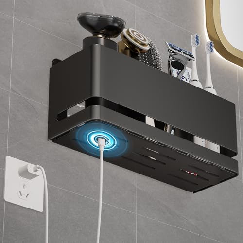 Electric Toothbrush Holder, Toothbrush Holders wall Mounted，3 Slot | Aluminum toothbrush holder, drill-free, 3-slot storage; suitable for use in bathrooms, kitchens, and studies. - size: Three slot