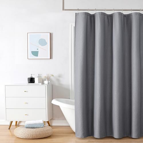 Stall Shower Curtain 48X72 inch, Embossed Textured Fabric Shower Curtain for Bathroom - Soft Cloth & Hotel Spa, Water Repellent, Machine Washable Bathroom Curtain, Grey - color: Grey, size: 48"W x 72"L (Pack of 1)