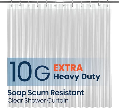 LiBa Shower Curtain PEVA 10G, 72x72 Inch Clear with 12 Rings | Heavy duty, non-Toxic with rust proof grommets,waterproof plastic shower curtain Set, weighted magnets, bathroom accessories - color: 10g Peva - Clear, size: 72"W x 72"L (Pack of 1)