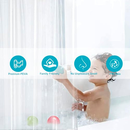 EurCross 96 inch Extra Wide Clear Shower Curtain Liner,Waterproof Heavy Duty PEVA Transparent Shower Liner 96x72 inch with 5 Magnets and 16 Plastic Hooks - color: Clear, size: 96"W x 72"L (Pack of 1)