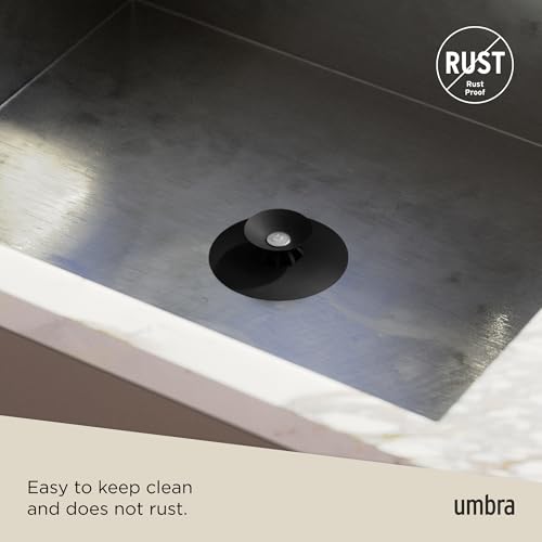 Umbra Flex Hair Catcher, Dual Purpose Shower Drain Stopper, 3-Inch, Black - color: Black