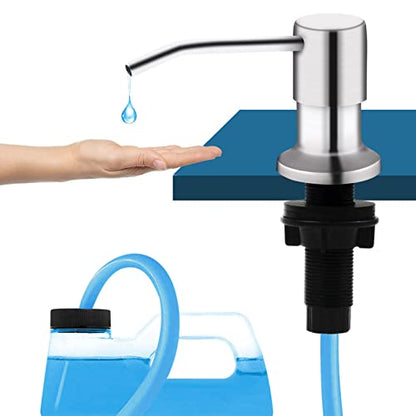 Kitchen Sink Soap Dispenser, Brushed Nickel Countertop Soap Dispenser Pump, 47" Silicone Extension Tube Connect to The Soap Bottle Directly, Say Goodbye to Frequent Refills - color: Brushed Nickel, size: With Tube Kit