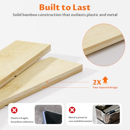Bamboo Drawer Organizer with 9 Adjustable Compartments, Desk Storage Tray | Natural Bamboo, Flexible Modular Trays, Water-Resistant, Adjustable, Excellent Organization, Easy to Clean, Non-Slip Design - size: 9 Compartments