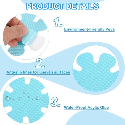 PATIKIL Bathtub Non Slip Stickers 3.9 x 3.9 Inch, 12 Pack Flower Safety Shower Floor Anti Slip Stickers with Adhesive Decals Scraper for Bath Tub Shower Floor Stair, Blue