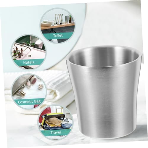 Cabilock Bathroom Insulated Tumbler Metal Cups Water Tumblers Mug Drinking Glasses for Travel Camping Silver Cup 180ml