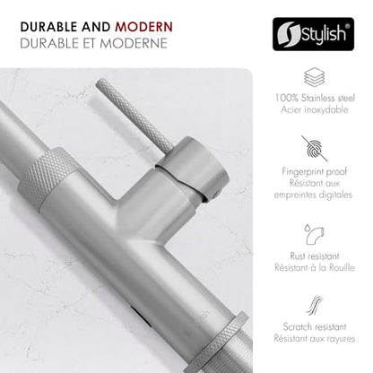 Stylish Touchless Kitchen Faucet with Pull Down Sprayer Single Lever Handle Dual Function Kitchen Sink Faucet with Ceramic Cartridge and Aerator Brushed Stainless Steel Finish, K-150SM - color: Brushed Stainless Steel