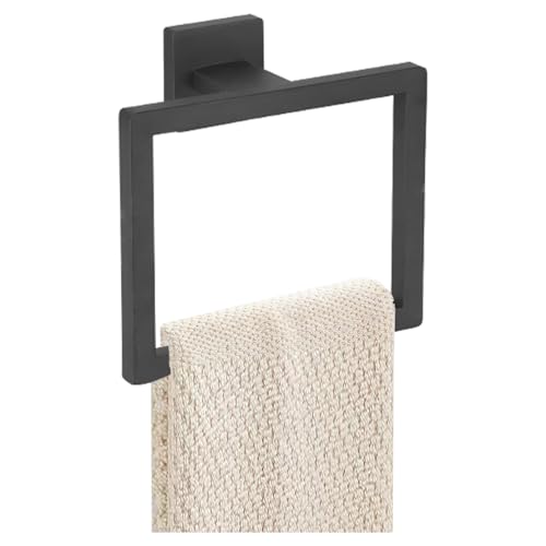 JOPOFI Towel Ring - Hand Towel Holder for Bathroom - Matte Black | Stainless Steel Towel Holder, Towel Racks for Bathroom, Square Modern Design Hand Towel Holder, Contemporary Hand Towel Bar - color: Matte Black, size: 1PCS