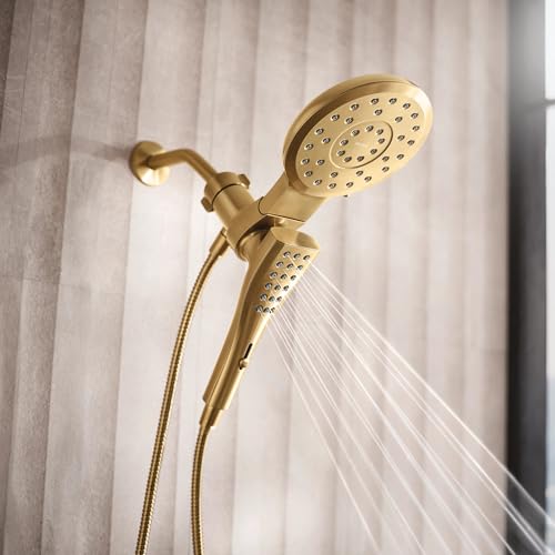 Moen Verso Magnetix Handheld & Rain Shower Head Combo, Brushed Gold | 8-Function Handheld, 7-Inch Rain Shower Head, Detachable with 72-Inch Metal Hose, Model 220C3BG - color: Brushed Gold