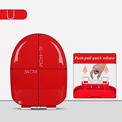 Slow Close Elongated Toilet Seat with Quick-Release Plastic Lid, Easy-Clean Design for Residential and Light Commercial Use - color: Red, size: UShape