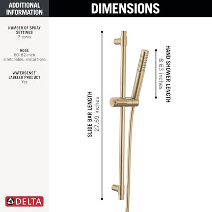 Delta 2-Setting Brushed Gold Wall Mount Handheld Shower Head with ProClean Spray, Hand Held Shower Head and Hose with High Pressure Spray, Lumicoat Champagne Bronze 51537-CZ-PR - color: Lumicoat Champagne Bronze