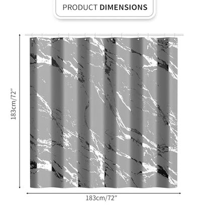 Gray Marble Shower Curtain Set with Silver Metal Hooks, Fabric Shower Curtain for Bathroom, Modern Luxury Bathroom Curtain, Water-Resistant Polyester Bath Curtain, 72 x 72 Inches - color: Silver Gray, size: 72"W x 72"L (Pack of 1)