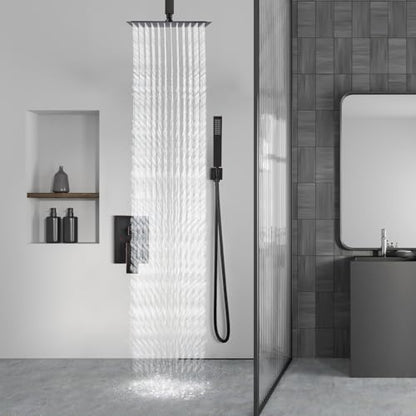 Aolemi Ceiling Shower Faucet with Handheld 10 Inch Head Oil Rubbed Bronze | Shower Valve and Trim Kit,SUS304 Rain Head and Handle Set System,All Metal,Bathroom, Handheld Spray - color: Bronze, size: 10 Inch Ceiling Shower Head