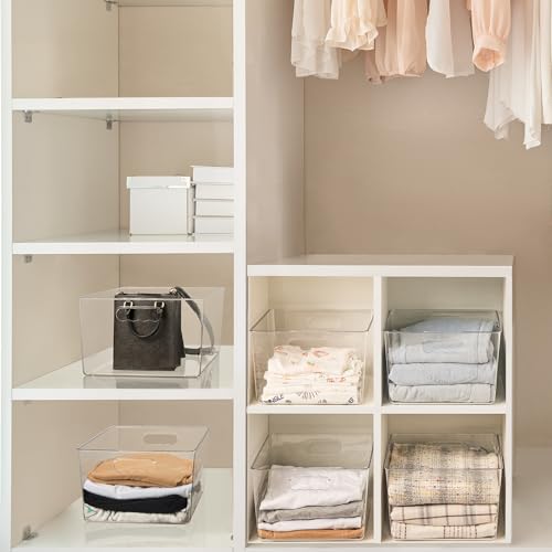 Vtopmart 8 Pack Extra Large Clear Storage Bins, 11x11 Cube Organizer | Acrylic Cube Storage Bins, Plastic Containers with Handle for Pantry, Kitchen, Closet, Laundry Room, Bathroom, Under Sink - size: Without Lid