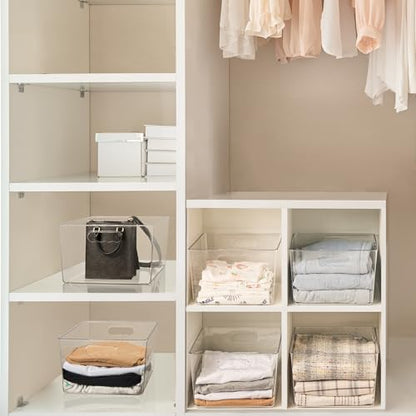 Vtopmart 8 Pack Extra Large Clear Storage Bins, 11x11 Cube Organizer | Acrylic Cube Storage Bins, Plastic Containers with Handle for Pantry, Kitchen, Closet, Laundry Room, Bathroom, Under Sink - size: Without Lid