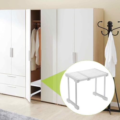HARFINGTON Expandable Cabinet Tension Shelf 10.63" to 14.96" Adjustable Cabinet Organizer 32" x 9.45" Flower Pattern Table Storage Rack for Wardrobe Cupboard Kitchen Bedroom - size: 27cm to 38cm