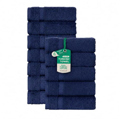 SALBAKOS 12-Piece 100% Turkish Cotton Washcloths and Face Towels, Navy | 13x13 in Standard Size Small Towel, Multi-use Bathroom & Kitchen, Thick Super Soft Absorbent Durable, Oeko-Tex Made in Turkey - color: Navy, size: 12 Washcloths