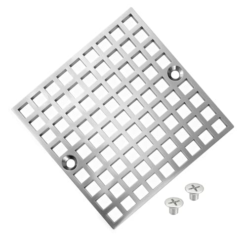 4" Matte Silver Shower Drain Cover, 304 Stainless Steel Square Floor Drain Cover Replacement, Drain Strainer and Hair Catcher for Showers, Bathrooms, and Sinks - color: Sliver