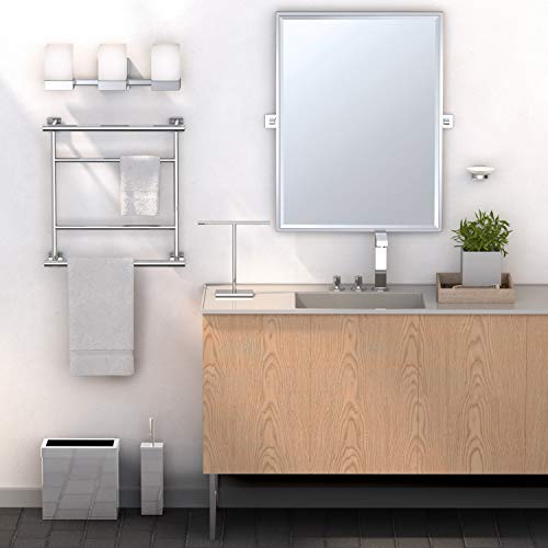 Gatco Small Bathroom Trash Can with Lid, Rectangle 3 Gallon Stainless Steel Wastebasket, Under Sink, Chrome, for Bathroom, Bedroom, Office (1916) - color: Silver