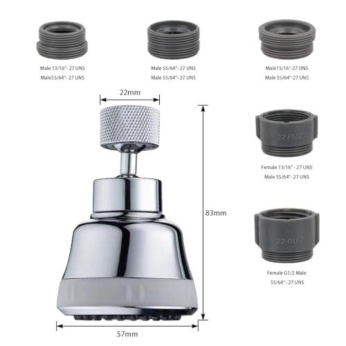 Faucet Aerator Faucet Sprayer Attachment, Kitchen Faucet Head Replacement with 4 Spray Modes, 360° Swivel Faucet Extender Anti-Splash Sink Sprayer Faucet Nozzle Head (Diamond, Silver) - color: Silver, style: Diamond