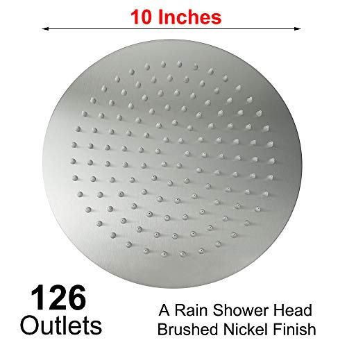NearMoon Rain Shower Head, Ultra-Thin Design-Pressure Boosting, Awesome Some Experience, High Flow Stainless Steel Rainfall Head (10 Inch, Brushed Nickel) - color: Brushed Nickel, size: 10 Inch