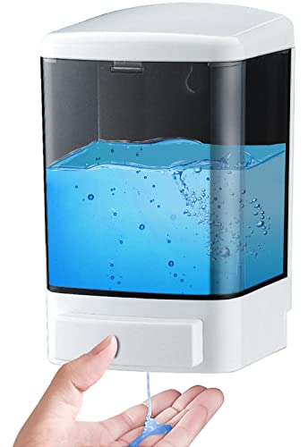 Manual Soap Dispenser Wall Mounted, 33.8oz, Bathroom Kitchen Commercial | Leak-proof Nozzle, Thin & Thick Soap Compatible, Easy to Install & Refill, Soap Level Visibility, Big Capacity, Black - color: White&black