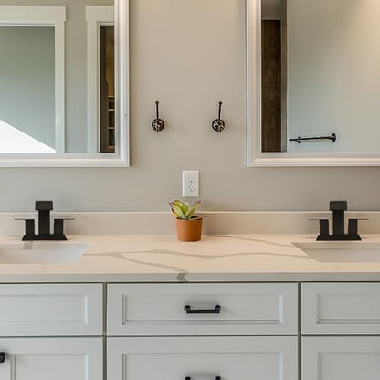 Black Waterfall Bathroom Faucet - 4Inch 2 or 3 Holes Centerset Faucet Bathroom | Two Handles Widespread Lavatory Vanity Sink Faucets with Overflow Pop-up Drain & Supply Lines Matte Black - color: B-Matte Black 4In