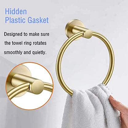 2 Pack Towel Ring, Hand Towel Holder No Drilling Heavy Duty Simple Round Towel Holder Wall Mount Towel Rack (Gold-2) - color: Gold-2