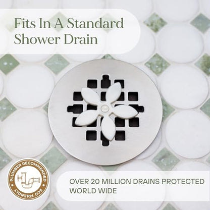 Shower Drain Hair Catcher – Disposable Bathroom Hair Trap, Easy to Install in Shower Drain Cover, Helps Prevent Clogs – As Seen on Shark Tank – White Flower (2-Pack) - color: White Flower, size: 2 Count