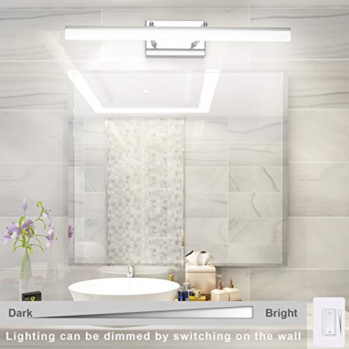 Aipsun 24 inch Dimmable LED Vanity Lights Adjustable Bathroom Light Fixtures Over Mirror Chrome Modern Vanity Lighting(White Light) - color: Polished Chrome-D, size: 23.6 in
