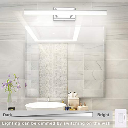Aipsun 24 inch Dimmable LED Vanity Lights Adjustable Bathroom Light Fixtures Over Mirror Chrome Modern Vanity Lighting(White Light) - color: Polished Chrome-D, size: 23.6 in