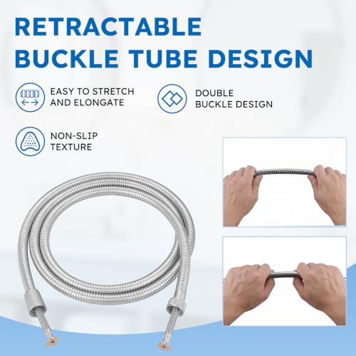 79" Shower Hose, Stainless Steel Shower Head Hose, Brushed Nickel | Stainless Steel Material, Stretchable Design, Tangle-Free Design, Double Buckle Design, Handheld Shower Hose for Bathroom - color: Brushed Nickel, size: 79inch