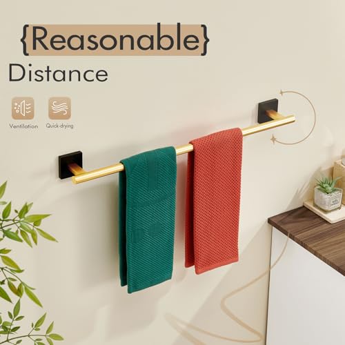 KOKOSIRI Bathroom Towel Bar Bath Towel Holders for Toilet Kitchen Cabinet Wall Mount 24 Inch Black with Gold Stainless Steel B4005GDK-L24 - color: Black Gold, size: 24-Inch