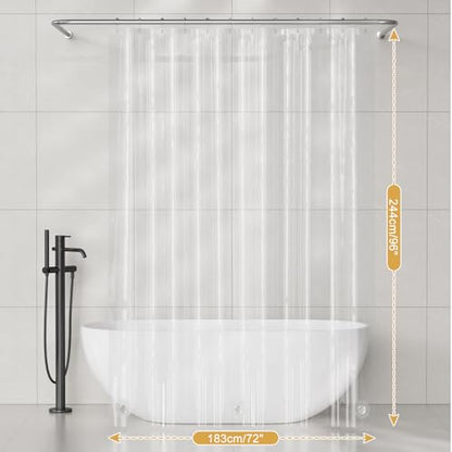 AmazerBath Shower Curtain Liner 2 Pack, 72 x 96 Inches Extra Long PEVA Plastic Shower Liner with 3 Weighted Stones and 12 Rustproof Metal Grommet, Lightweight Waterproof Shower Curtain - Clear - color: Clear, size: 72"W x 96"L (Pack of 2)
